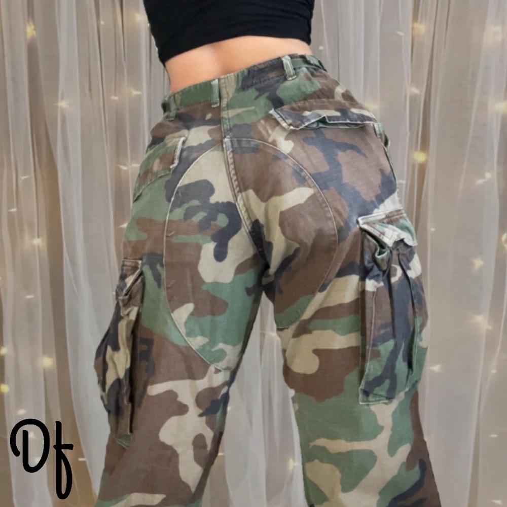 Vintage 80s Camouflage Cargo Army Pants Size S-M